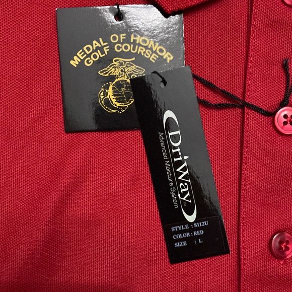 Medal Of Honor Golf Course DriWay Red Polo Shirt Golfer USA Men Large NWT - Picture 3 of 6